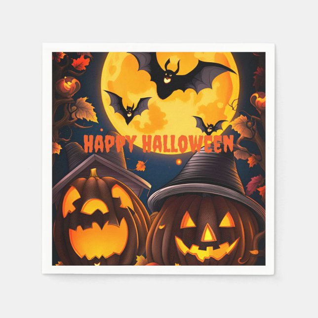 Serviette En Papier Lune Jack-O-Lanterns (Devant)