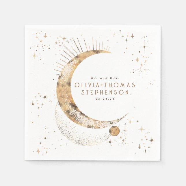 Serviette En Papier Lune Stars Ciel nocturne Mystique Romantique Napki (Devant)