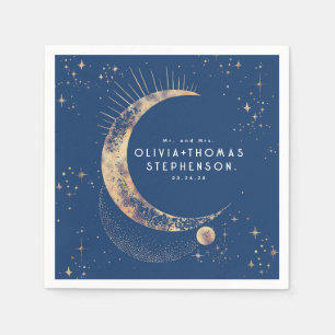 Serviette En Papier Lune Stars Ciel nocturne Mystique Romantique Napki