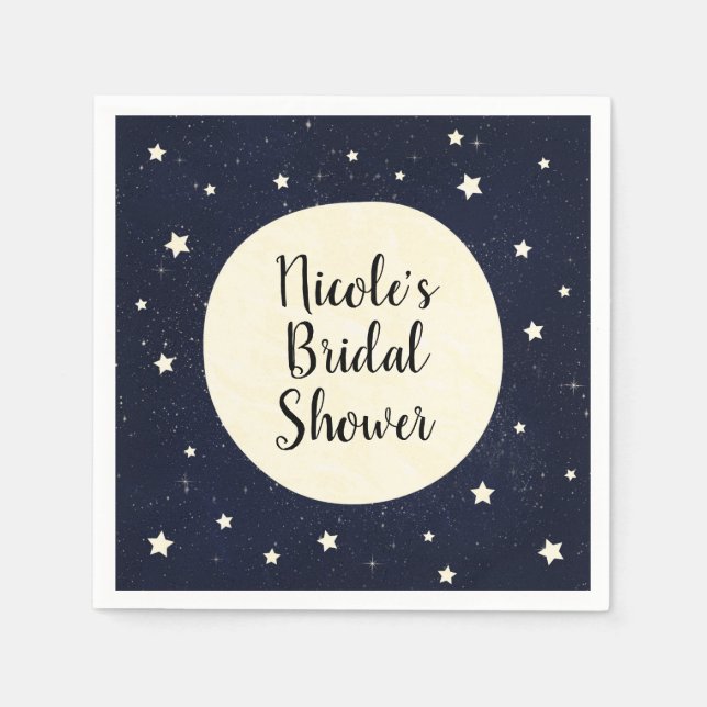 Serviette En Papier Lune Whimsical et étoiles Baby shower céleste (Devant)