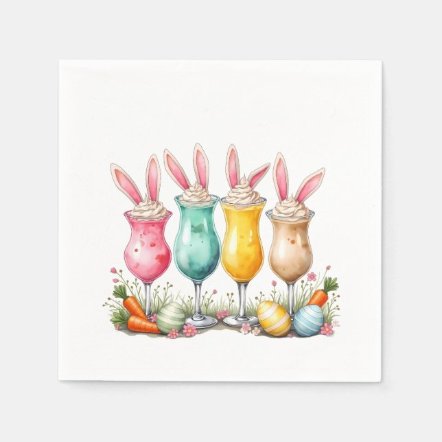 Serviette En Papier Lunettes de latte de Pâques avec des oreilles de l (Devant)