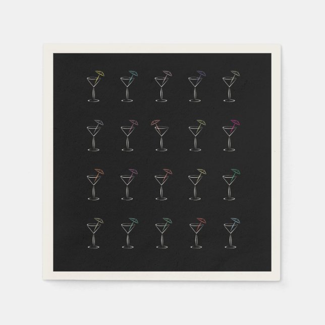 Serviette En Papier Lunettes de Neon Martini Cool (Devant)