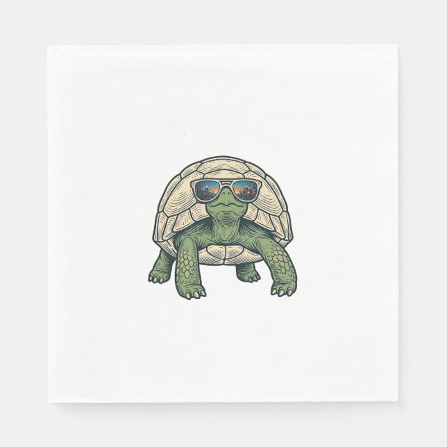 Serviette En Papier Lunettes de soleil Cool Tortoise Design Vector Vin (Devant)