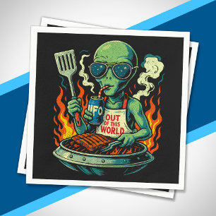 Serviette En Papier Lunettes de soleil de barbecue UFO d'alien vert ré