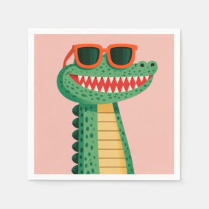 Serviette En Papier Lunettes de soleil de crocodile drôles Mignon anim