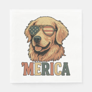 Serviette En Papier Lunettes de soleil 'Merica Golden Retriever
