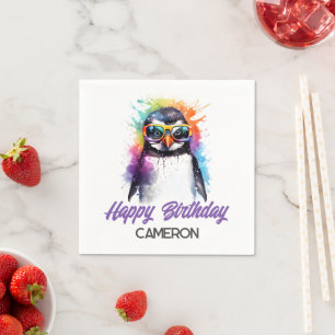 Serviette En Papier Lunettes de soleil Pingouin de fête, anniversaire