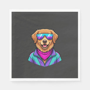 Serviette En Papier Lunettes de soleil pour chien mignon Art néon rétr