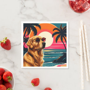 Serviette En Papier Lunettes de soleil pour chien rétro Plage au couch