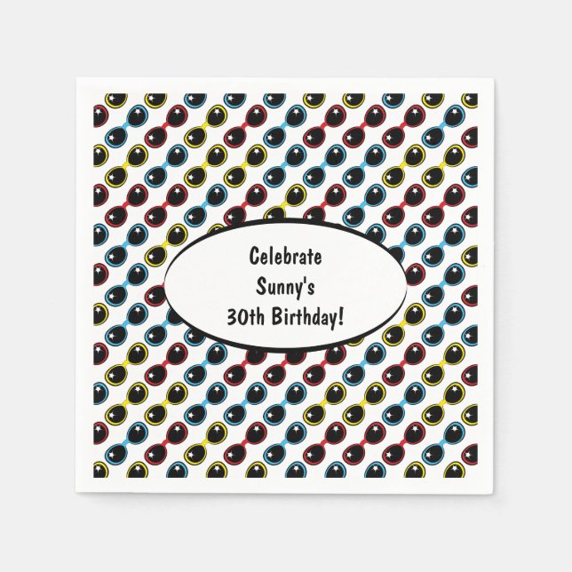 Serviette En Papier Lunettes de soleil rétro Primaire (Devant)