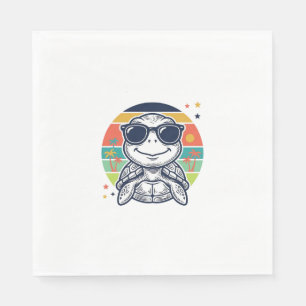 Serviette En Papier Lunettes de soleil tortue tropicale vintage Beach