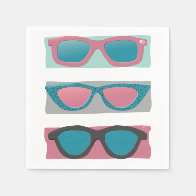 Serviette En Papier Lunettes de soleil Trio rose (Devant)