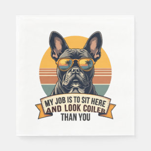 Serviette En Papier Lunettes de soleil Vintage Bouledogue français Mon