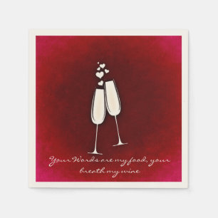 Serviette En Papier Lunettes de vin romantique Saint Valentin Napkin