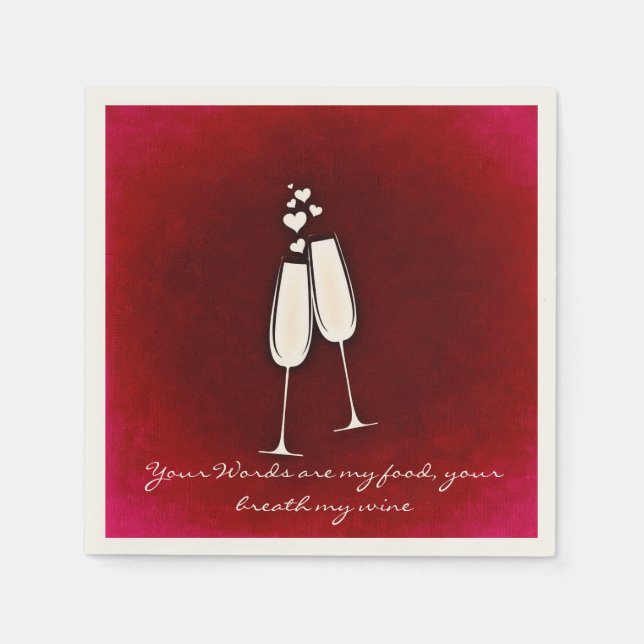 Serviette En Papier Lunettes de vin romantique Saint Valentin Napkin (Devant)
