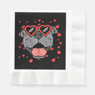 Serviette En Papier Lunettes de visage Pitbull Valentines Jour Animaux