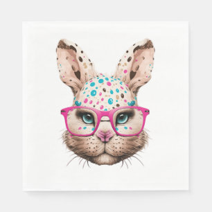 Serviette En Papier lunettes roses à visage lapin mignonne léopard à f