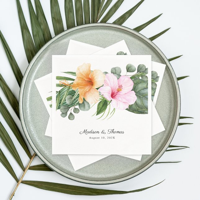 Serviette En Papier Lush Tropical Floral Beach Luau Mariage (Créateur téléchargé)