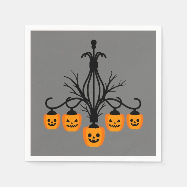 Serviette En Papier lustre citrouille Halloween gothique (Devant)