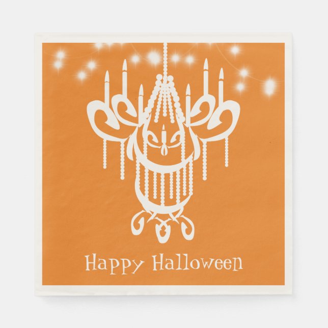 Serviette En Papier Lustre d'Halloween orange Joyeux Halloween (Devant)
