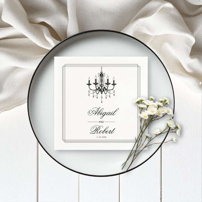Serviette En Papier Lustre noir et blanc Vieux mariage argent (Créateur téléchargé)