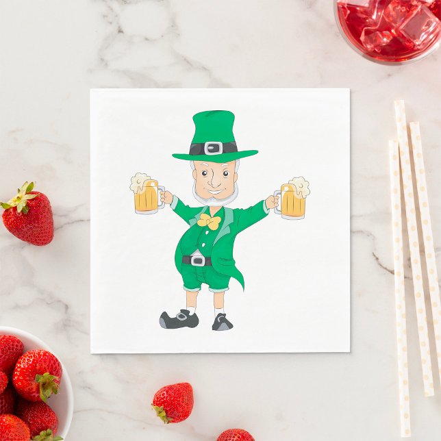 Serviette En Papier Lutin de la Saint-Patrick avec des chopes de bière (Créateur téléchargé)
