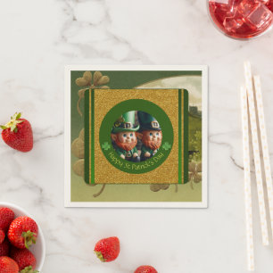 Serviette En Papier Lutin de la Saint-Patrick serviettes en trèfle vin