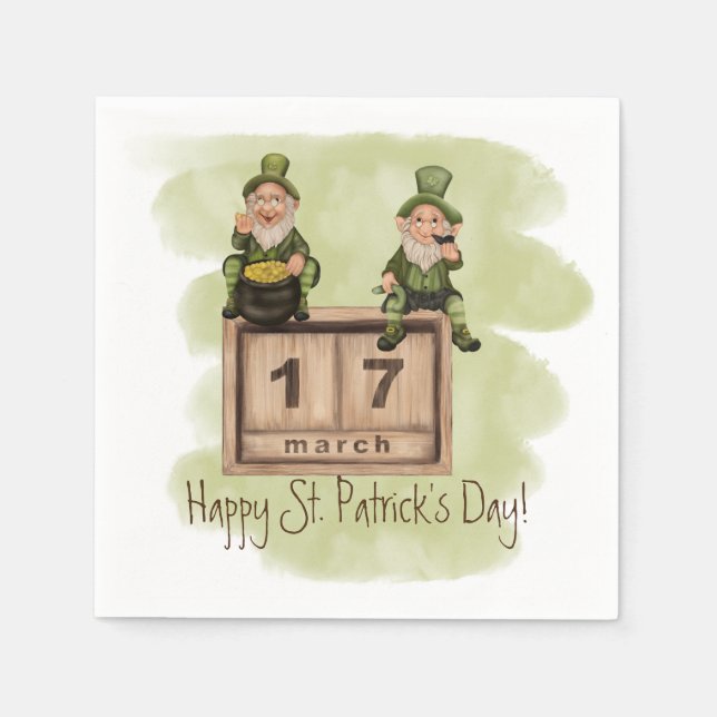 Serviette En Papier Lutins Fantaisistes Fête de la Saint-Patrick (Devant)