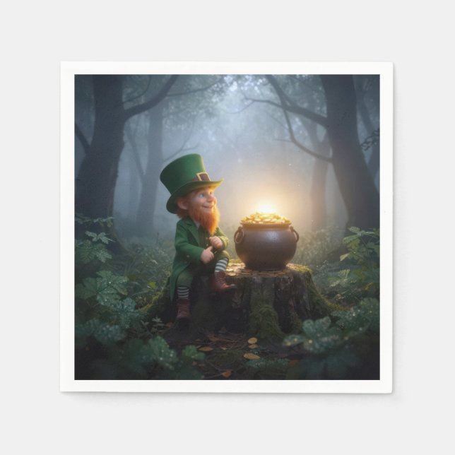 Serviette En Papier Lutrin irlandais avec un pot d'or (Devant)