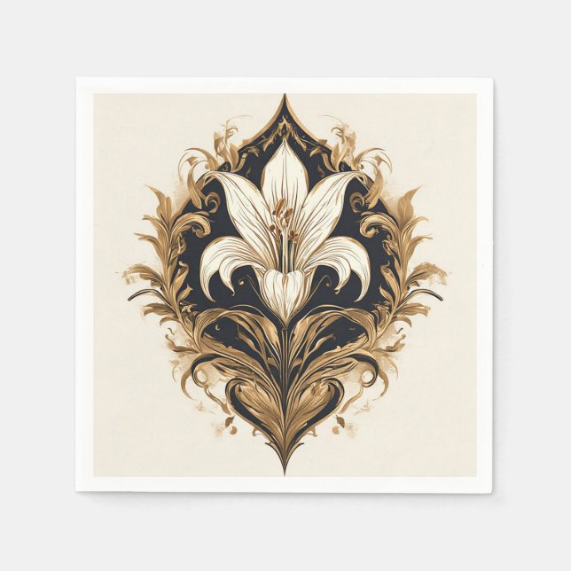 Serviette En Papier 🌸 Luxe Fleur de Lys Élégant Style Maison 🌸 (Devant)