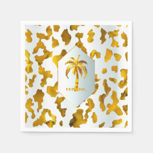 Serviette En Papier Luxe Gold Palm Safari Chic Party