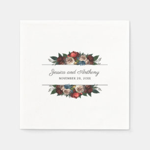 Serviette En Papier Luxe Jewel Tone Floral Mariage ou Fiançailles