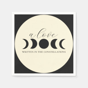 Serviette En Papier Luxe Lunaire Noir & Crème Phase Lunaire Mariage 