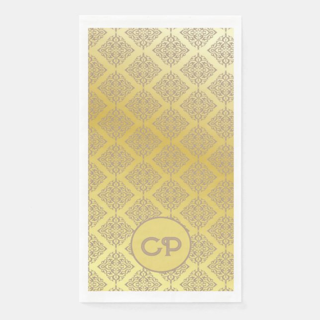 Serviette En Papier Luxe Monogrammed Gold Style Vintage (Devant)