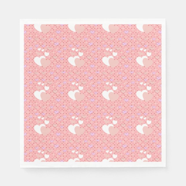 Serviette En Papier Luxe pink hearts vibrant romantic wallpaper (Devant)