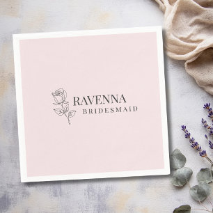 Serviette En Papier Luxe Rose Rose Pâle Ligne Artistique Nom Personnal