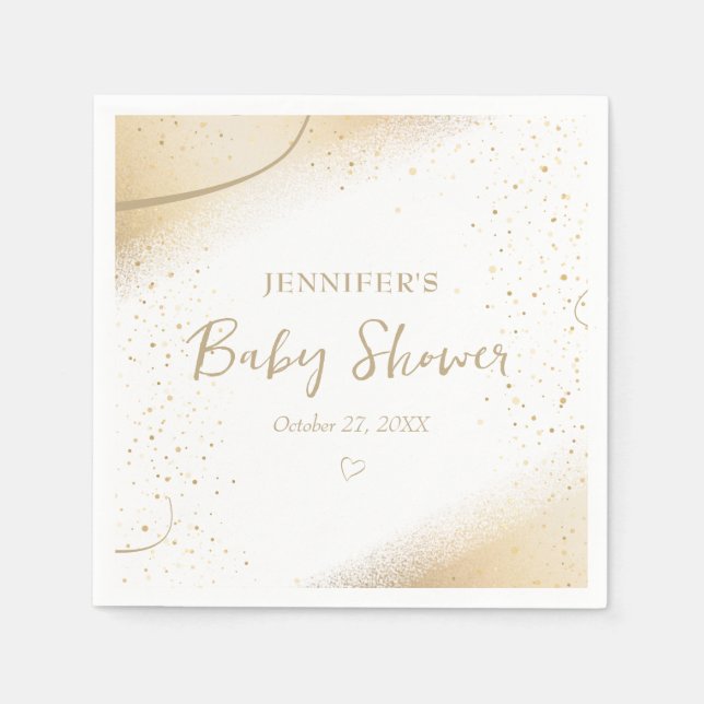 Serviette En Papier Luxueux Baby shower Or (Devant)