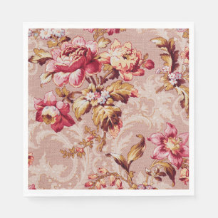 Serviette En Papier Luxueux Damask motif rose floral famille fête