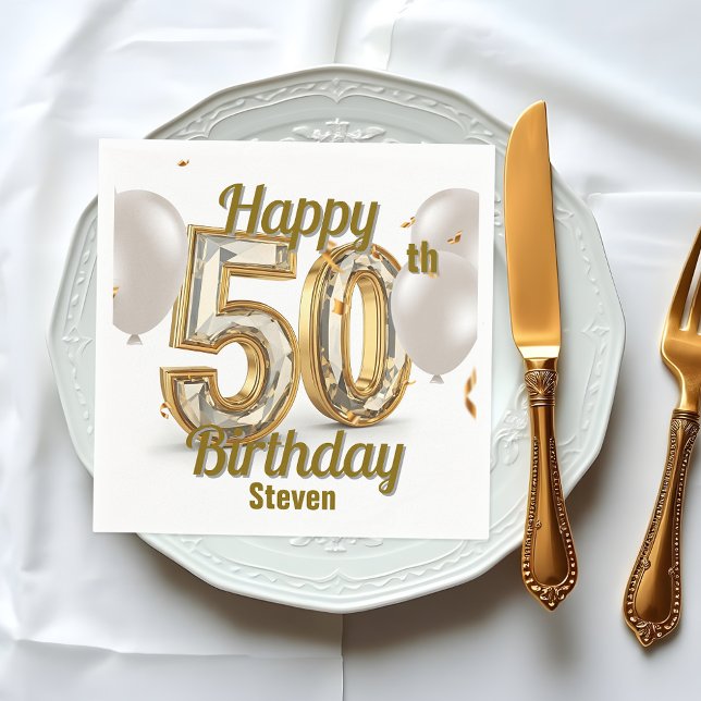 Serviette En Papier Luxueux et chatoyant 50e anniversaire (Créateur téléchargé)