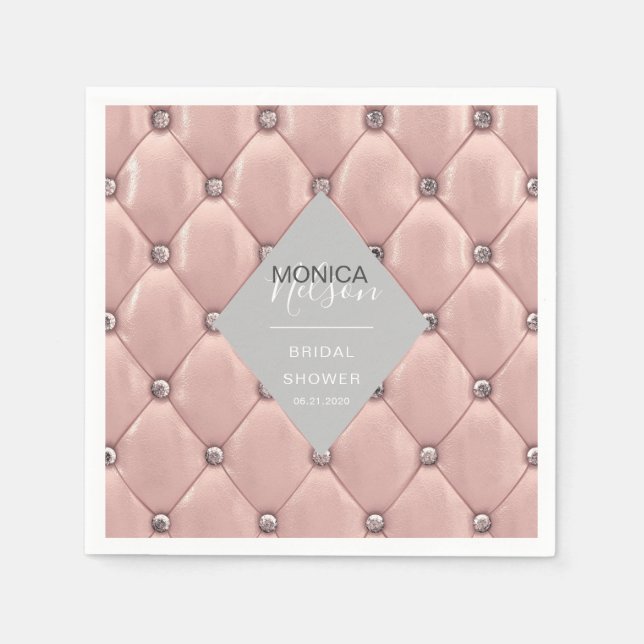 Serviette En Papier luxueux rose or tufted nuptiale douche (Devant)