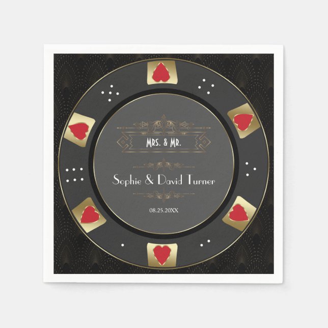 Serviette En Papier Luxueux Vegas Gold Casino Poker Mariage Chip (Devant)