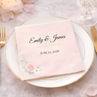 Serviette En Papier Luxury Blush Wedding