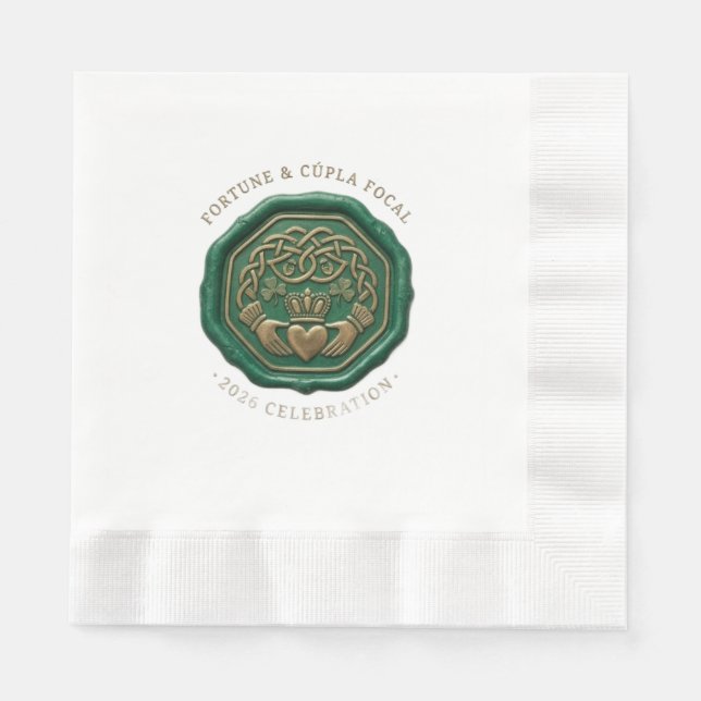 Serviette En Papier Luxury Emerald Wax Seal Napkin – Irish Claddagh (Devant)