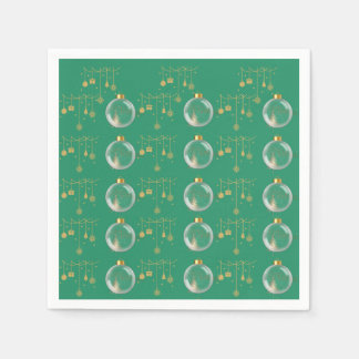 Serviette En Papier Luxury Green and Gold Bauble Christmas