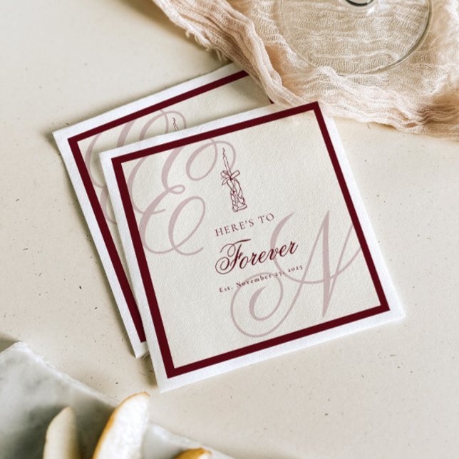 Serviette En Papier Luxury Old Money Retro Monogram Wedding (Créateur téléchargé)