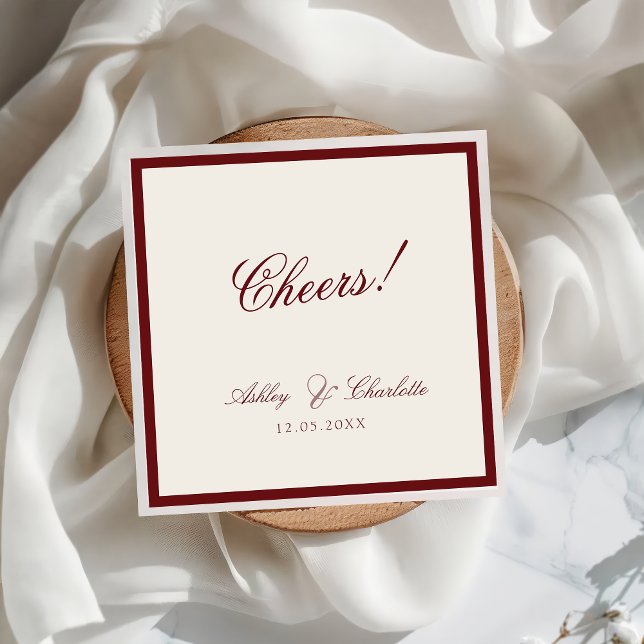 Serviette En Papier Luxury Red Old Money Wedding Napkins (Créateur téléchargé)