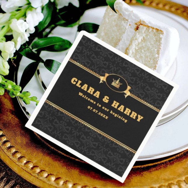 Serviette En Papier Luxury romantic gold calligraphy flourish wedding  (Créateur téléchargé)