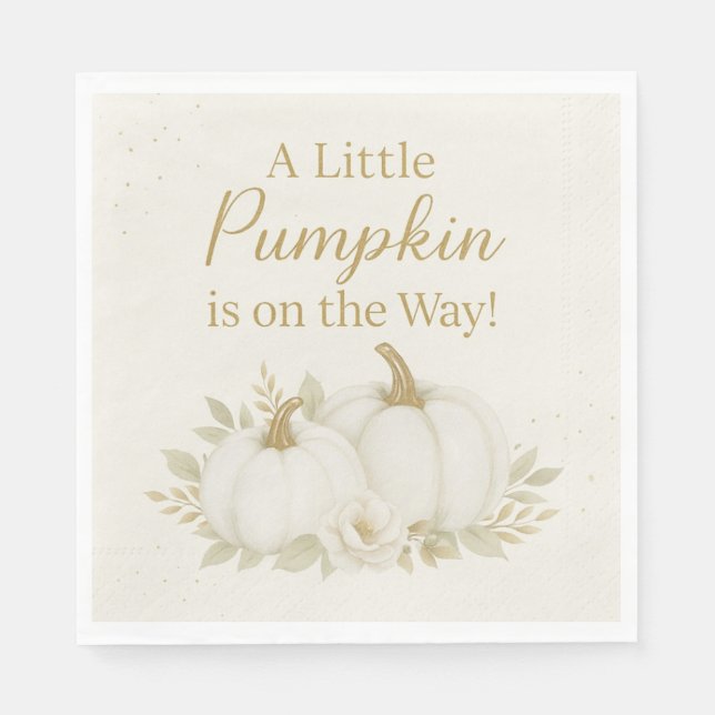 Serviette En Papier Luxury White & Gold Pumpkin Baby Shower Napkin (Devant)
