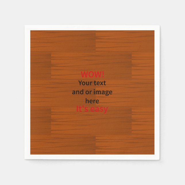 Serviette En Papier Lyer Wood Base Ajouter votre propre texte (Devant)