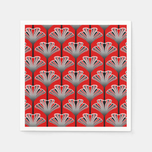 Serviette En Papier Lys Art déco, Gris rouge profond et gris argenté /